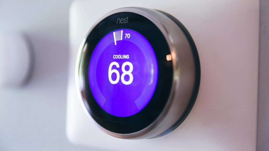 Google Nest Thermostat on Wall